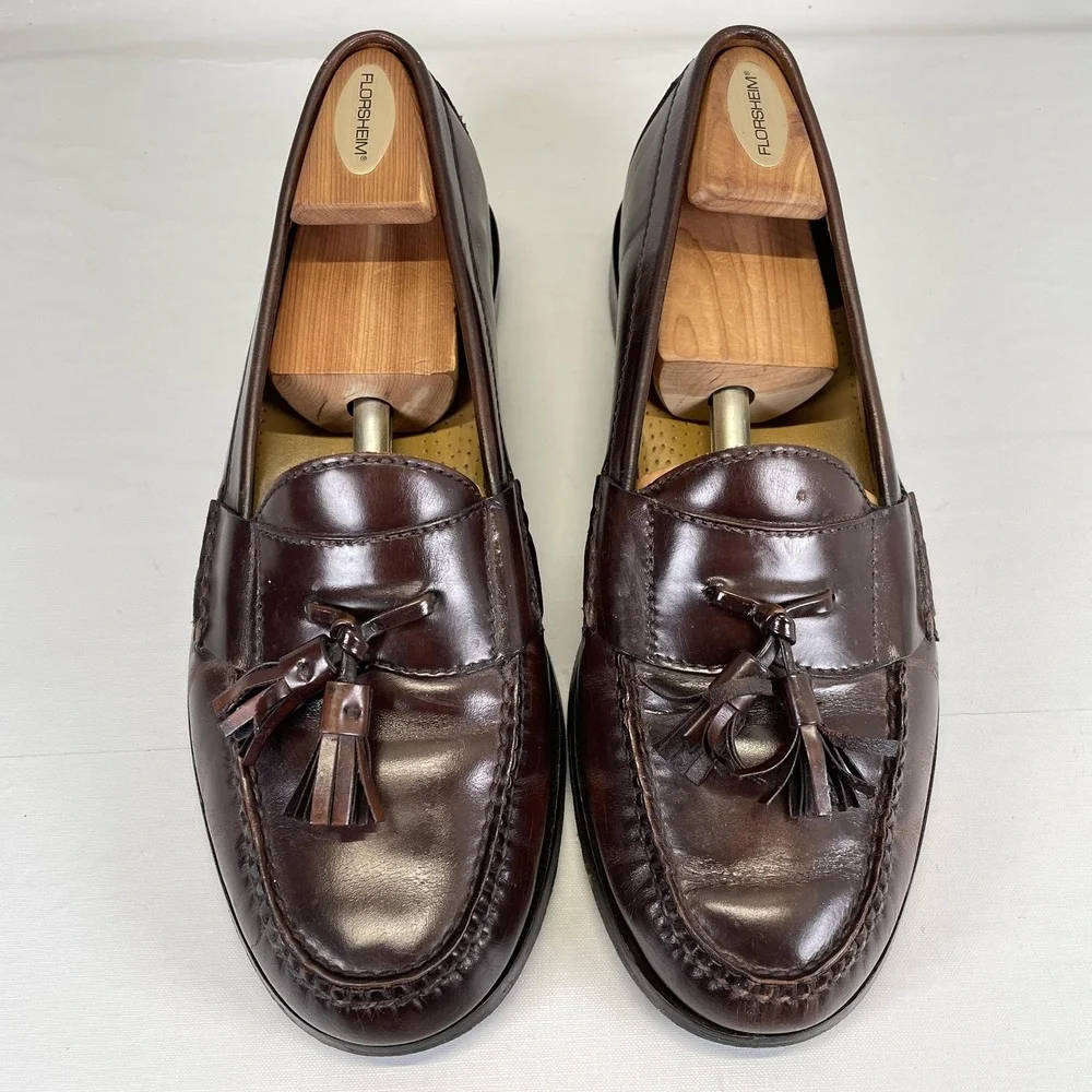 Cole Haan Tassel Loafers Mens Size 10 D Brown Leather Slip On Casual Dress Shoes